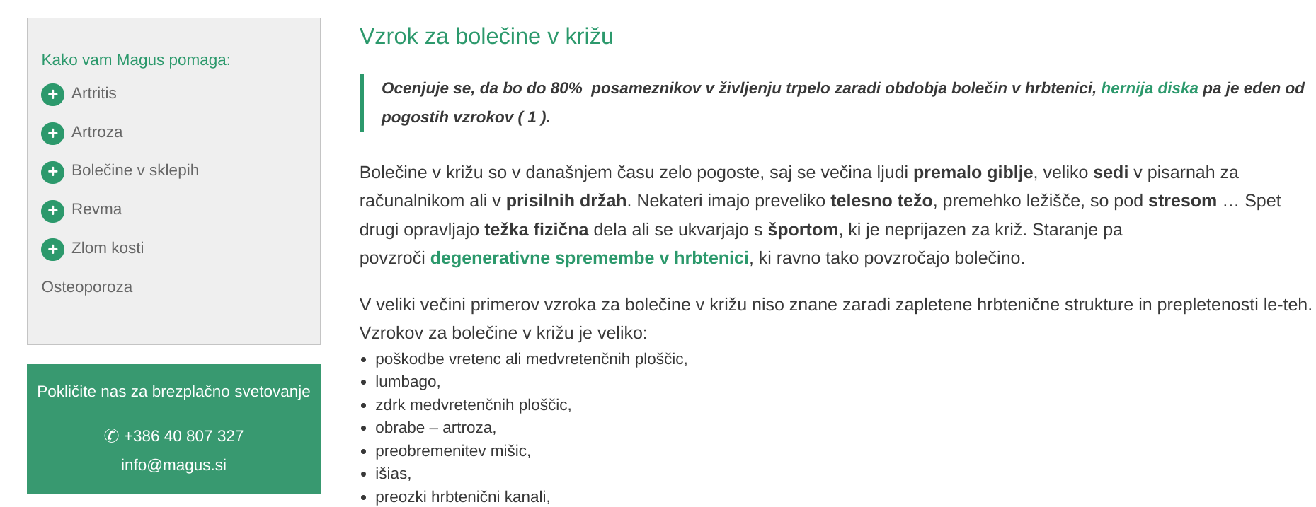 bolečine v križu - prvi na google